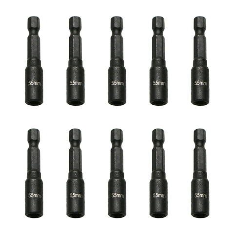 TMAX 10pc 5.5mm Magnetic Nut Driver Set Cr-V Steel Impact Power Hex Nut Driver with 1/4" Hex Shank