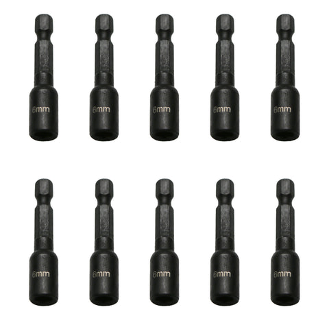 TMAX 10pc 6mm Magnetic Nut Driver Set Cr-V Steel Impact Power Hex Nut Driver with 1/4" Hex Shank
