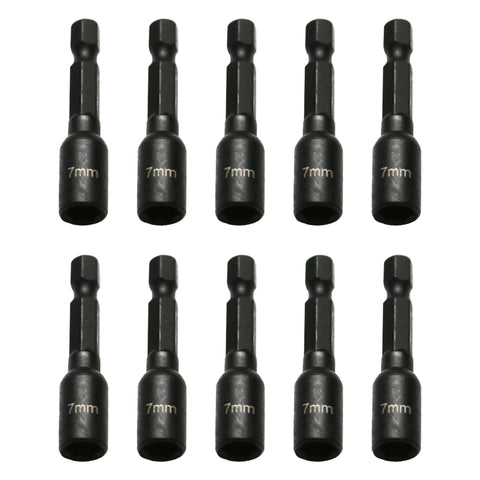 TMAX 10pc 7mm Magnetic Nut Driver Set Cr-V Steel Impact Power Hex Nut Driver with 1/4" Hex Shank