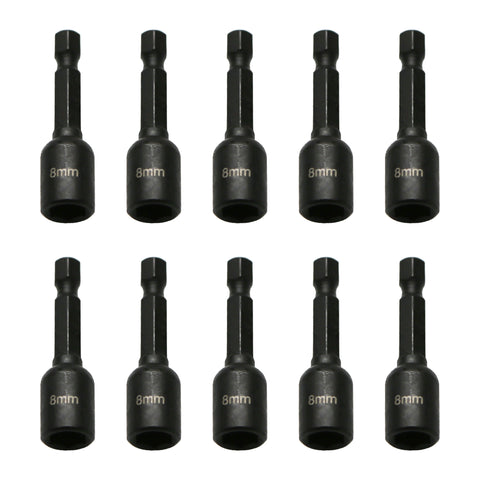 TMAX 10pc 8mm Magnetic Nut Driver Set Cr-V Steel Impact Power Hex Nut Driver with 1/4" Hex Shank