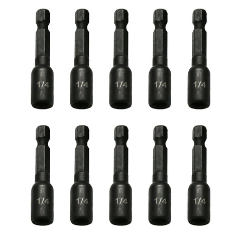 TMAX 10pc 1/4" Magnetic Nut Driver Set Cr-V Steel Impact Power Hex Nut Driver with 1/4" Hex Shank