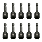 TMAX 10pc 3/8" Magnetic Nut Driver Set Cr-V Steel Impact Power Hex Nut Driver with 1/4" Hex Shank