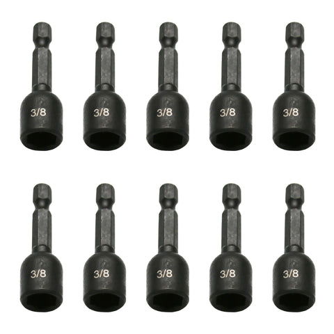 TMAX 10pc 3/8" Magnetic Nut Driver Set Cr-V Steel Impact Power Hex Nut Driver with 1/4" Hex Shank