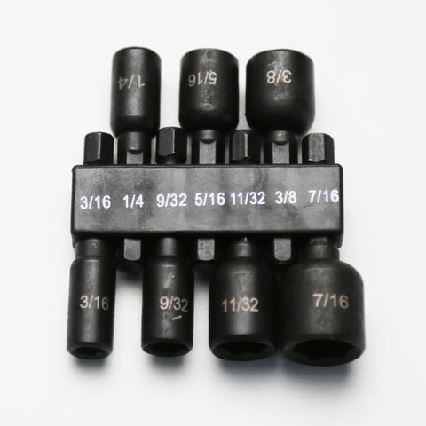 TMAX 7pc 3/16-7/16" Magnetic Cr-V Steel Imperial Unit Impact Power Hex Nut Driver  Master Kit