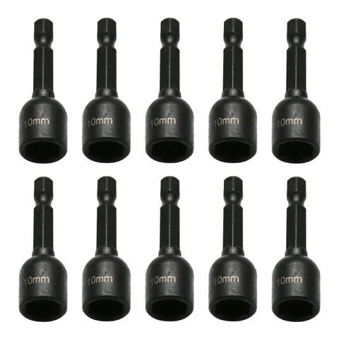 TMAX 10pc 10mm Magnetic Nut Driver Set Cr-V Steel Impact Power Hex Nut Driver with 1/4" Hex Shank