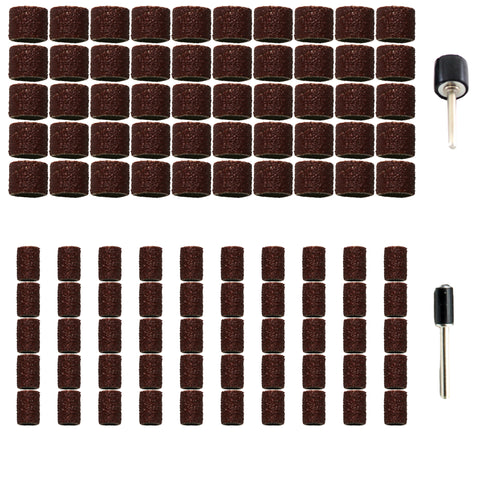 TMAX 50 pc 1/2" and 50 pc 1/4" Sand Drum Grit 60 Coarse with 2 pc 1/2" Mandrel fit Dremel