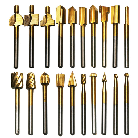 TMAX 10 pc HSS Rotary Engraving Bits & 10 pc Router Bit with 1/8" Inch Shank Power Rotary Tools 