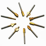 TMAX 10 pc HSS Rotary Engraving Bits & 10 pc Router Bit with 1/8" Inch Shank Power Rotary Tools 
