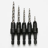 TMAX 6 pc #4 #6 #8 #10 #12 Countersink Drill Bit Set, Tapered Drill Bit for Woodworking