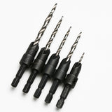 TMAX 6 pc #4 #6 #8 #10 #12 Countersink Drill Bit Set, Tapered Drill Bit for Woodworking