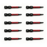 TMAX 10pc T8H Tamper Proof Torx 2" Impact Torsion Screwdriver Bit S2 Steel with 1/4" Hex Shank