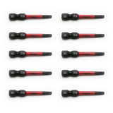TMAX 10pc T15H Tamper Proof Torx 2" Impact Torsion Screwdriver Bit S2 Steel with 1/4" Hex Shank