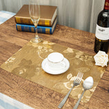 TEMO 4pc PVC Heat Resistant Table Mats for Kitchen Dining Table, Washable Place Mats [Golden rose]